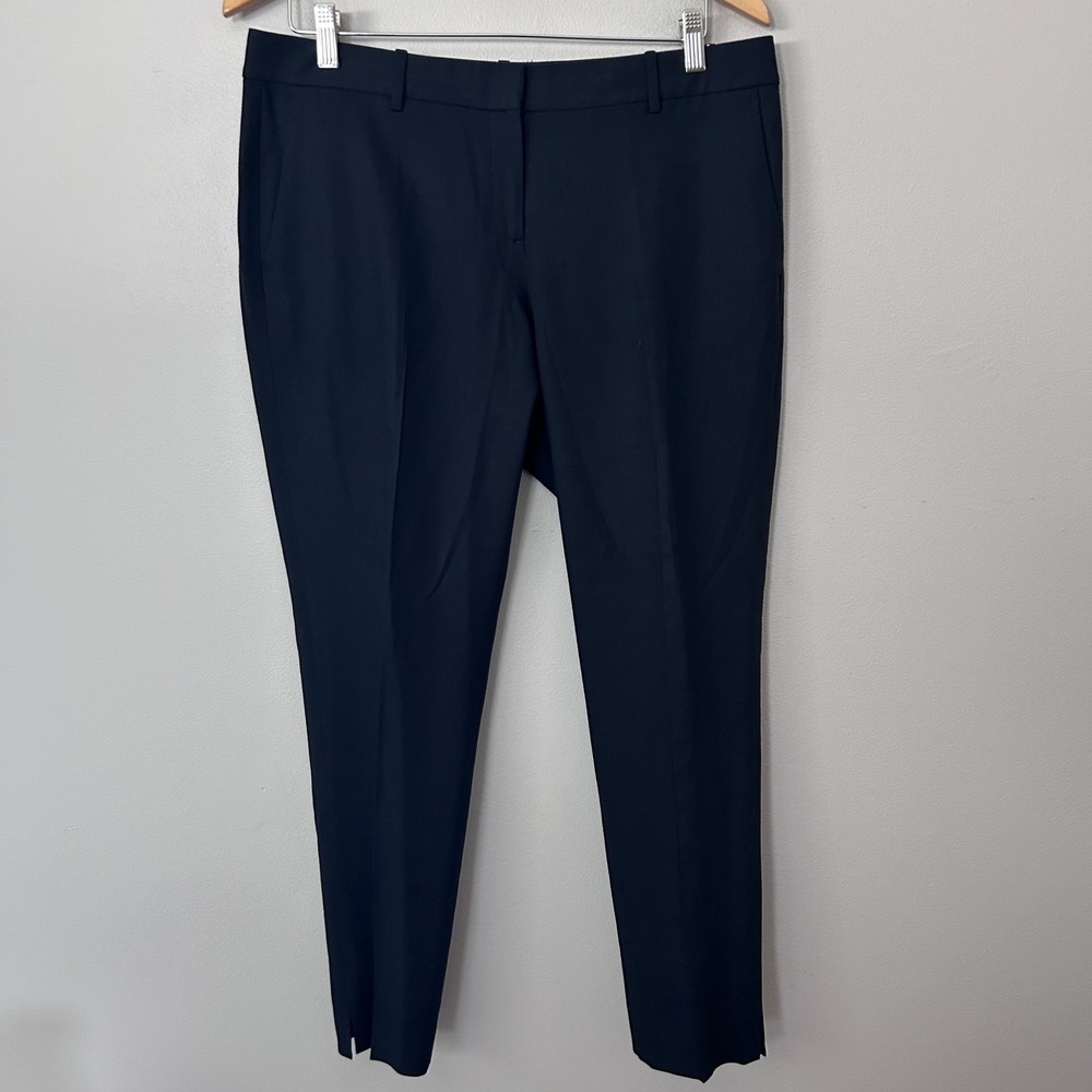 Theory Pants Womens 12 Black Wool Blend Slim Tapered Trouser Dress Pants